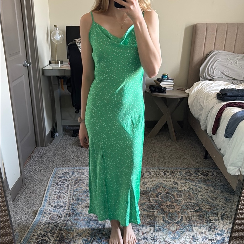 Green Polka Dot Slip Dress